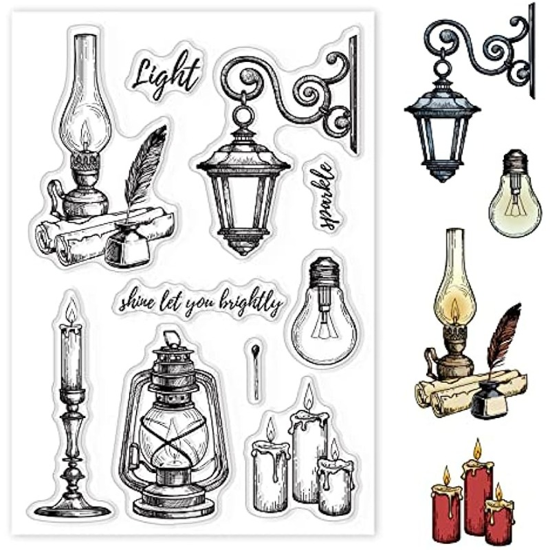 Clear Silicone Stamps For Card Making - Vintage Lights Silikonowe przezroczyste świeczki i