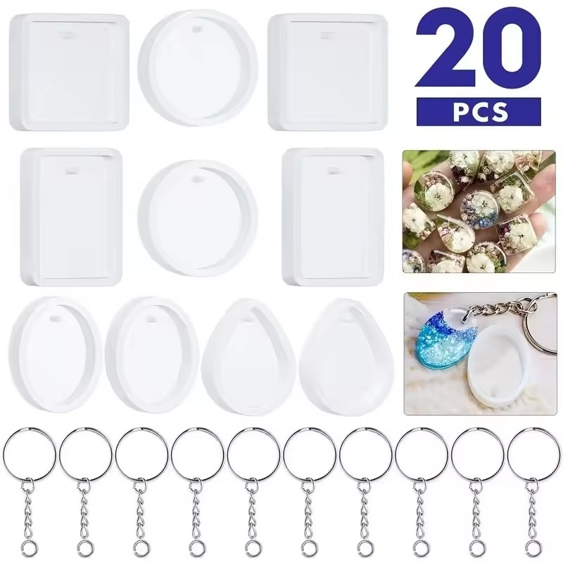 Silicone Epoxy Resin Molds Set - 20 szt./zestaw DIY – zestaw silikonowych